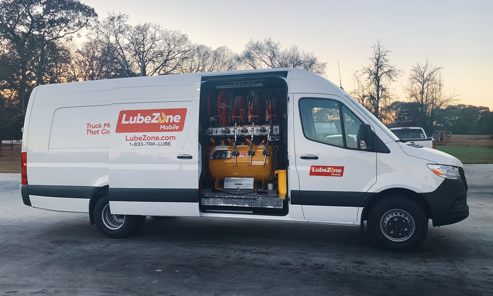 mobile oil change van open