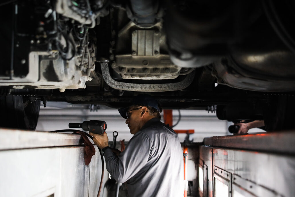 Preventative Maintenance on a Semi Truck.